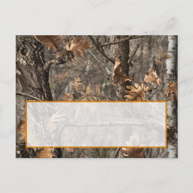 Hunter's Camouflage Chic Wedding Writable Platzkar Postkarte (Vorderseite)
