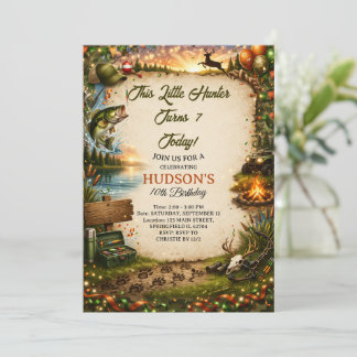 Hunting and Fishing Camo Boy birthday Invitation Einladung
