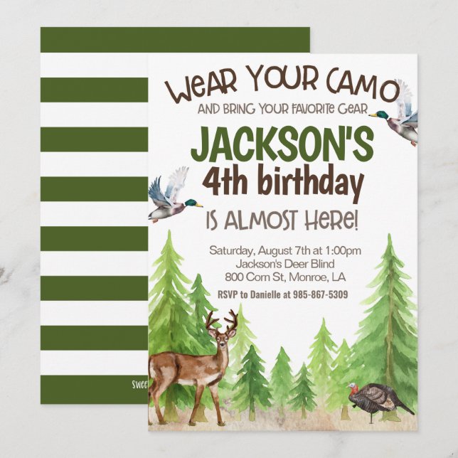 Hunting Birthday Invitation ANY AGE Einladung (Vorne/Hinten)