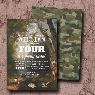 Hunting Wildlife Outdoorsman Kids Birthday Party Einladung