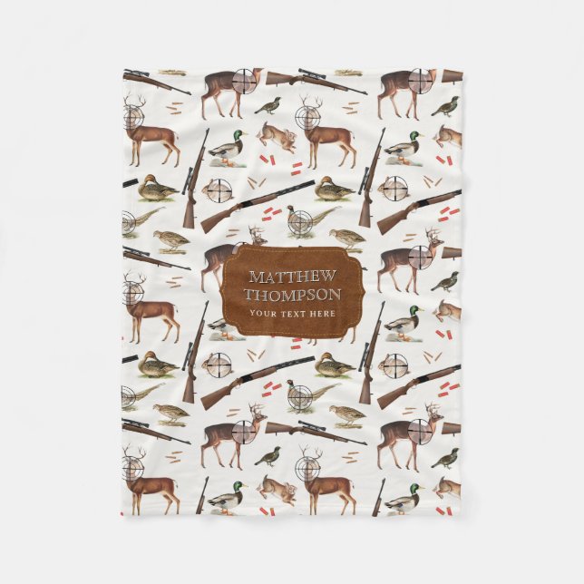Hunting Wildlife Outdoorsman Pattern Fleecedecke (Vorderseite)