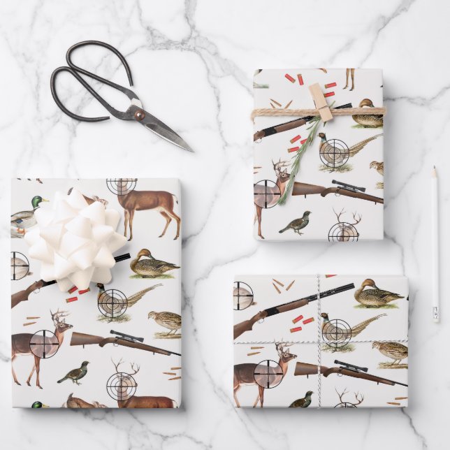 Hunting Wildlife Outdoorsman Pattern Geschenkpapier Set (Vorderseite)