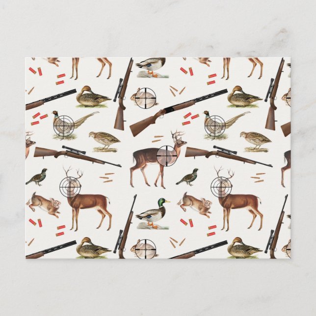 Hunting Wildlife Outdoorsman Pattern Postkarte (Vorderseite)