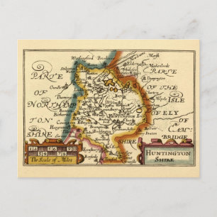 Huntingdonshire Landkreis England Alte antike Kart Postkarte