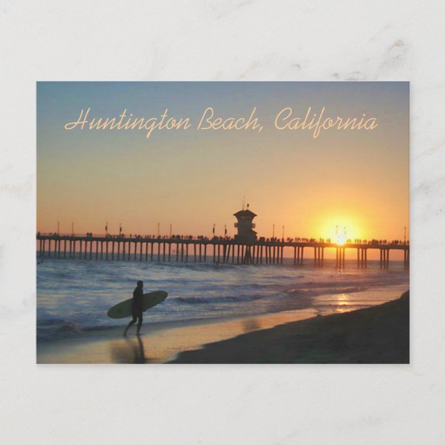 Huntington Beach bei Sunset Postcard Postkarte (Vorderseite)
