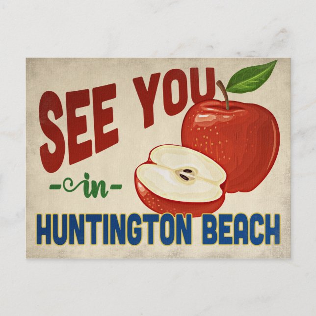 Huntington Beach California Apple - Vintage Travel Postkarte (Vorderseite)