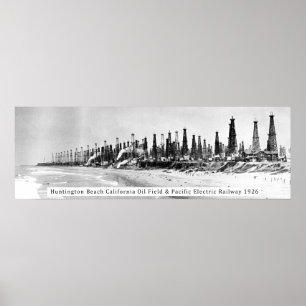 Huntington Beach California Oil Derricks 1926 Poster