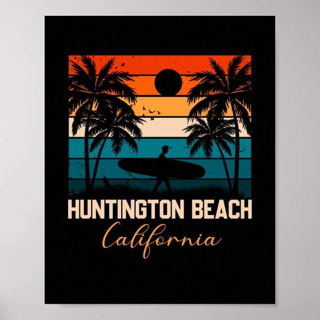 Huntington Beach California Palms Urlaubsreise Poster (Vorne)