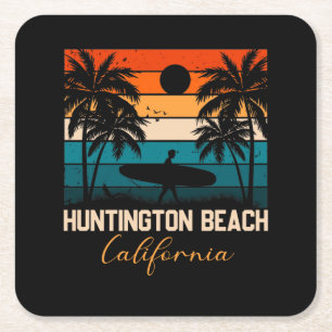 Huntington Beach California Palms Urlaubsreise Rechteckiger Pappuntersetzer