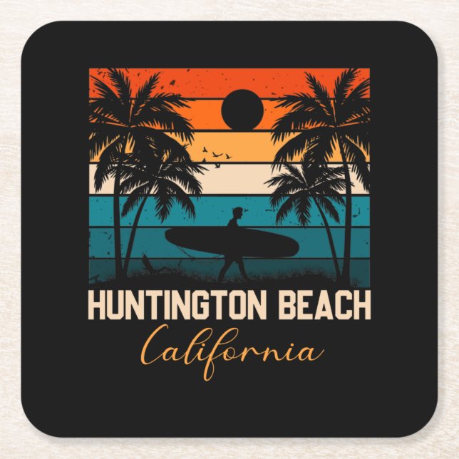 Huntington Beach California Palms Urlaubsreise Rechteckiger Pappuntersetzer (Vorderseite)
