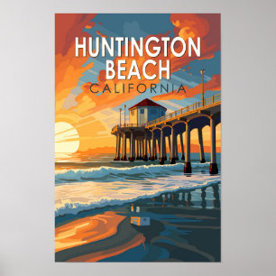 Huntington Beach California Reisen Vintag Poster