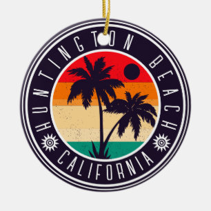 Huntington Beach California Retro Palm Trees 60er Keramik Ornament