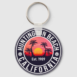 Huntington Beach California Retro-Sonnenuntergang- Schlüsselanhänger
