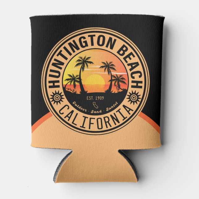 Huntington Beach California Retro Sunset 60er Dosenkühler (Vorderseite)