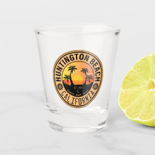 Huntington Beach California Retro Sunset 60er Schnapsglas