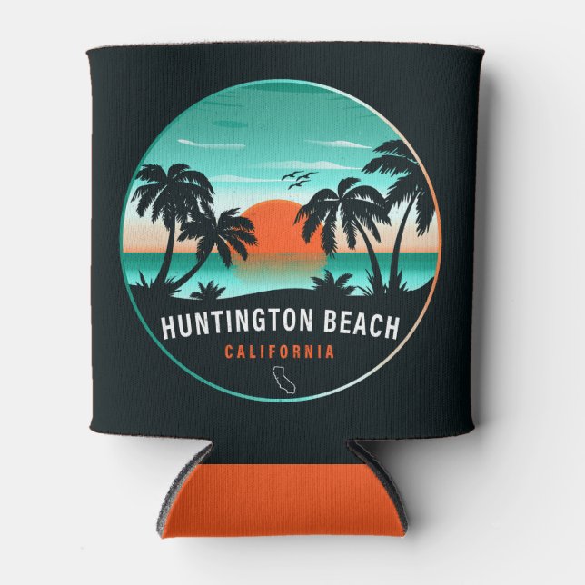 Huntington Beach California Retro Sunset Souvenirs Dosenkühler (Vorderseite)
