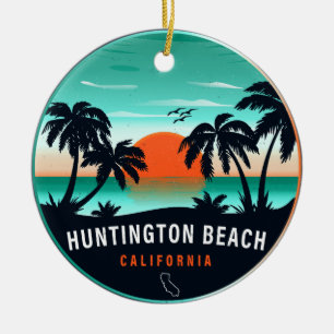Huntington Beach California Retro Sunset Souvenirs Keramik Ornament