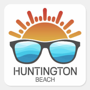 Huntington Beach California-Sonnenbrille Quadratischer Aufkleber