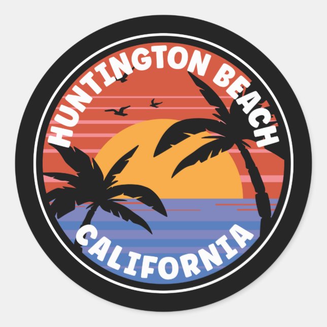 Huntington Beach California Sunset Classic Round S Runder Aufkleber (Vorderseite)