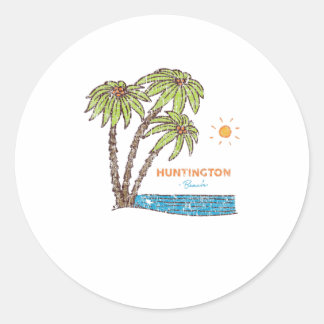 Huntington Beach, California Surfing Vi Runder Aufkleber