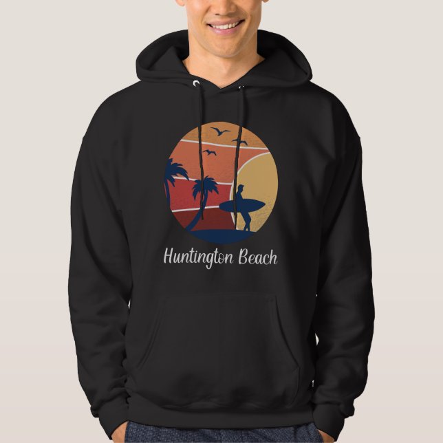 Huntington Beach California Surfsurfer Vintag Hoodie (Vorderseite)
