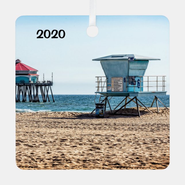 Huntington Beach, Kalifornien, Ornament Aus Metall (Vorderseite)