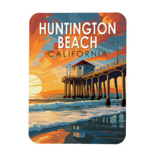 Huntington Beach Kalifornien Reise Kunst Vintage Magnet