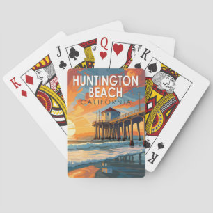 Huntington Beach Kalifornien Reise Kunst Vintage Spielkarten