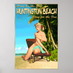 Huntington Beach Kalifornien Retro-Reiseposter Poster