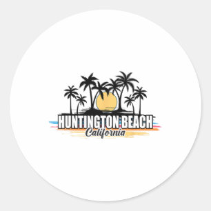 Huntington Beach Kalifornien Retro-Surfstrand Runder Aufkleber