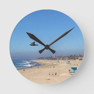 Huntington Beach, Kalifornien Runde Wanduhr