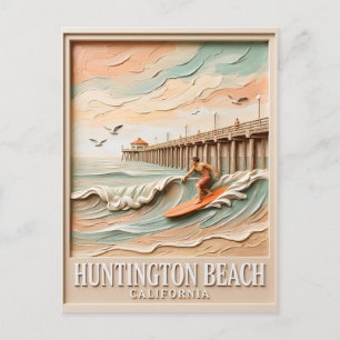Huntington Beach Kalifornien Textur Surfer Surfen Postkarte