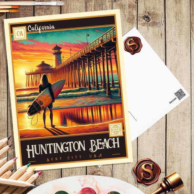Huntington Beach, Kalifornien | Vintage Postkarte (Von Creator hochgeladen)