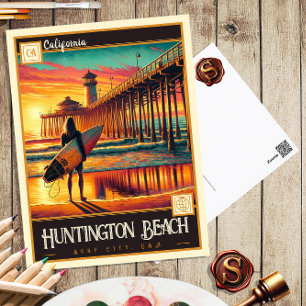 Huntington Beach, Kalifornien   Vintage-Postkarte Postkarte