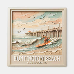 Huntington Beach Kalifornien Vintage Texturiertes Magnet