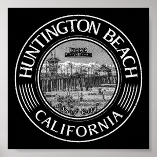 HUNTINGTON BEACH ORANGE KALIFORNIA VINTAG POSTER