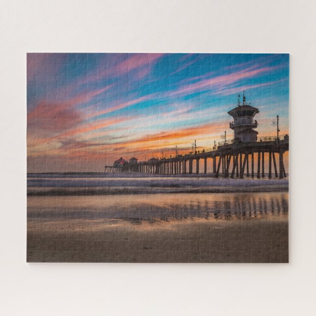 Huntington Beach Pier bei Sonnenuntergang Puzzle (Horizontal)