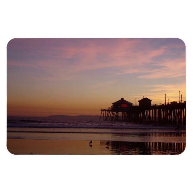 Huntington Beach Pier bei Sunset Flexi Magnet (Horizontal)