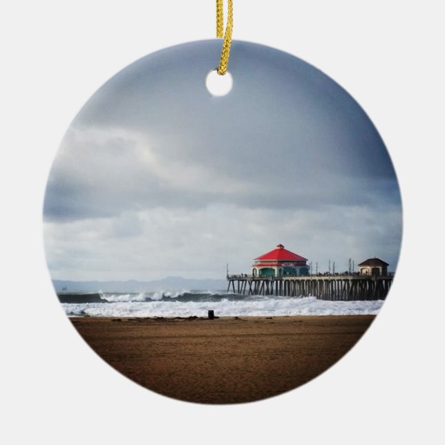 Huntington Beach Pier, CA Keramik Ornament (Vorne)