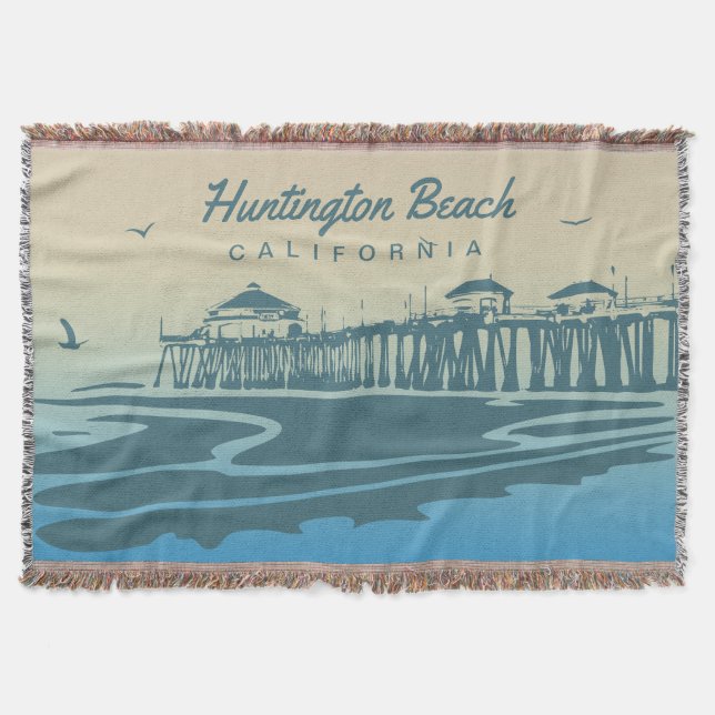Huntington Beach Pier, CA - kundenspezifische Decke (Vorderseite)