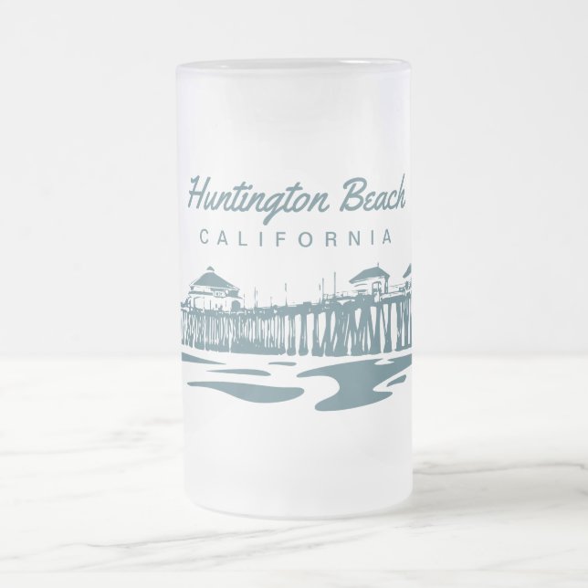 Huntington Beach Pier, CA - kundenspezifische Mattglas Bierglas (Mittel)