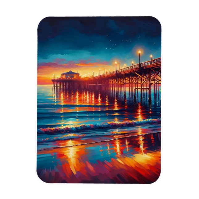 Huntington Beach Pier California Sonnenuntergang M Magnet (Vertikal)