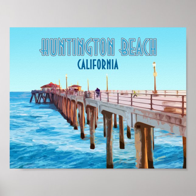Huntington Beach Pier California Vintag Poster (Vorne)