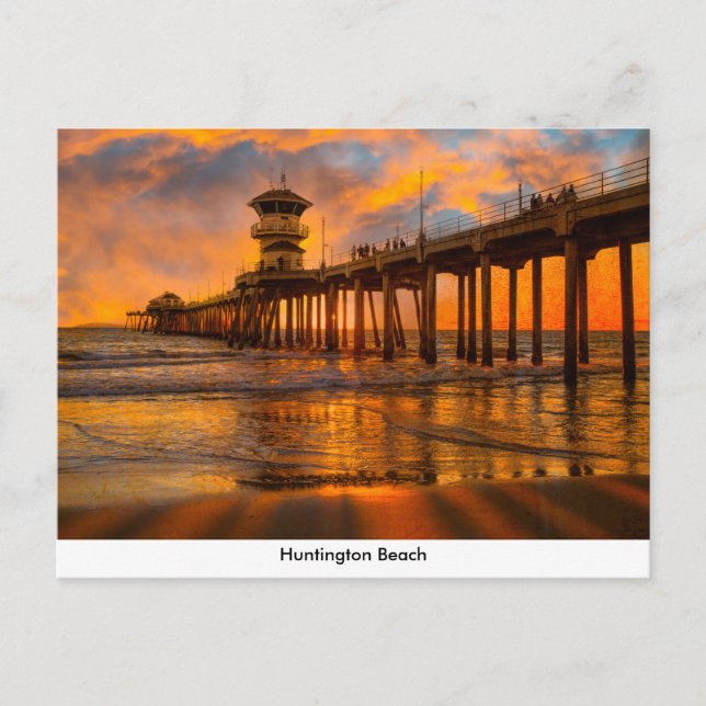 Huntington Beach Pier Postcard Postkarte (Vorderseite)