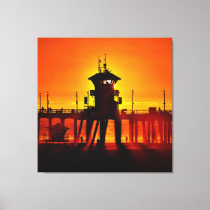 Huntington Beach Pier Sonnenuntergang - Turm Zero  Leinwanddruck