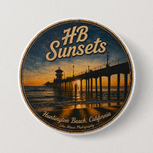Huntington Beach Pier Sonnenuntergangs-Button - Jo Button