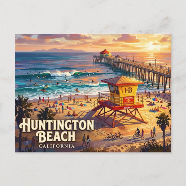Huntington Beach Pier USA Postkarte (Vorderseite)
