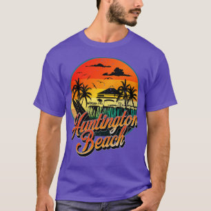 Huntington Beach Pier Vintag Sunset Surfboard Sur T-Shirt