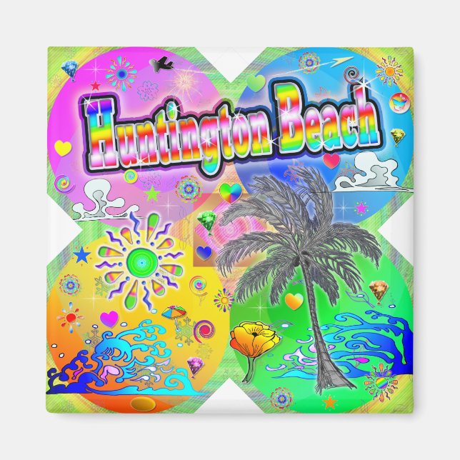 Huntington Beach Quadro Seasons Magnet (Vorne)