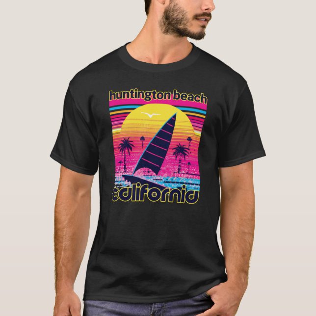 Huntington Beach Retro 80er Style Souvenir Beach T-Shirt (Vorderseite)